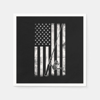 Flag Fishing Rod Hobby Fun Fishing Sea Ocean Gift Napkin