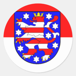 Flag - Flagge - Fahne Germany Thuringia Thüringen Classic Round Sticker