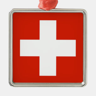 Flag - Flagge - Fahne - Switzerland - Schweiz Metal Ornament