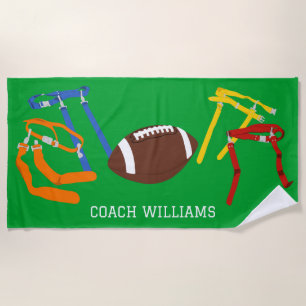 Flag Football Coach Player Personalized Beach Towel