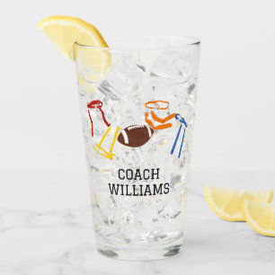 Flag Football Coach Player Personalized Glass