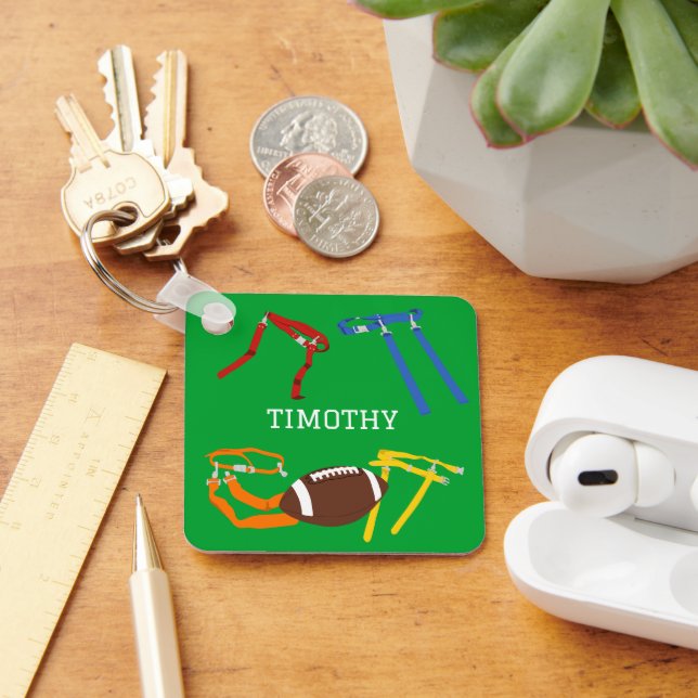 Flag Football Coach Player Personalized Keychain (Desk)