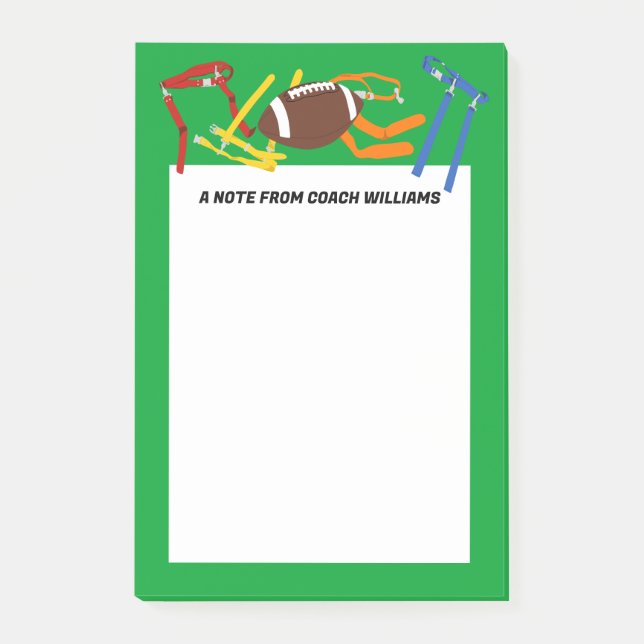 Flag Football Coach Player Personalized Post-it Notes (Front)