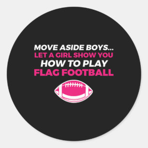 Flag Football Girl 1  Classic Round Sticker