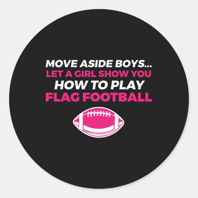 Flag Football Girl 1  Classic Round Sticker (Front)