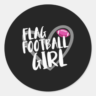 Flag Football Girl  Classic Round Sticker