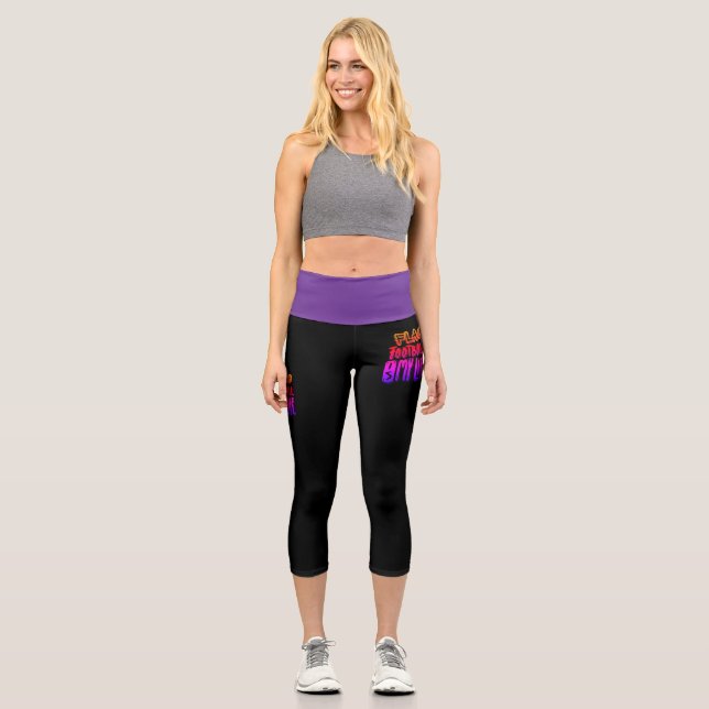 Flag Football Is My Life  Capri Leggings (Front)
