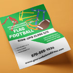 Flag Football League Customizable Flyer<br><div class="desc">Promote your flag football league with this easy to personalized flyer. All of the text on this flyer is ready to be customized with your own information. Brightly coloured graphics including a football and flag belts will help to grab their attention.</div>