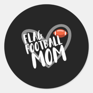 Flag Football Mom Heart Classic Round Sticker