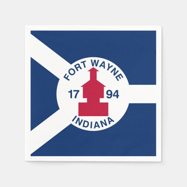 Flag Fort Wayne, Indiana Napkins (Front)