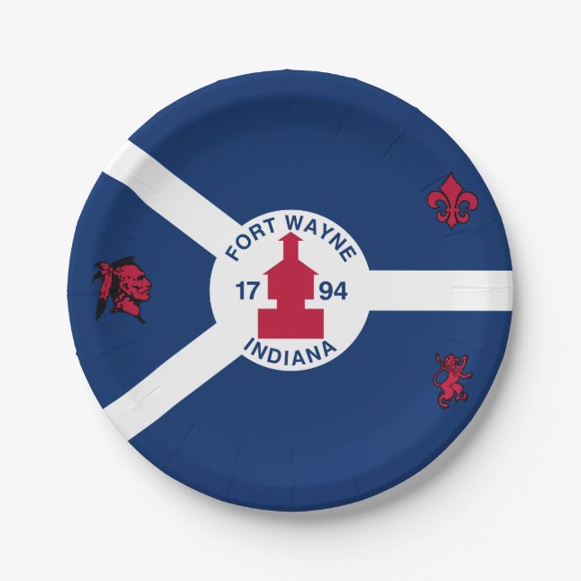 Flag Fort Wayne, Indiana Paper Plates (Front)