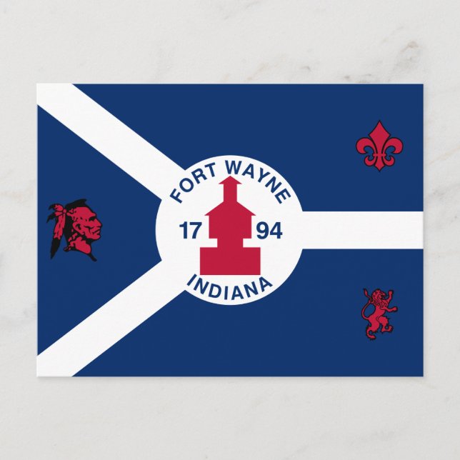 Flag Fort Wayne, Indiana Postcard (Front)