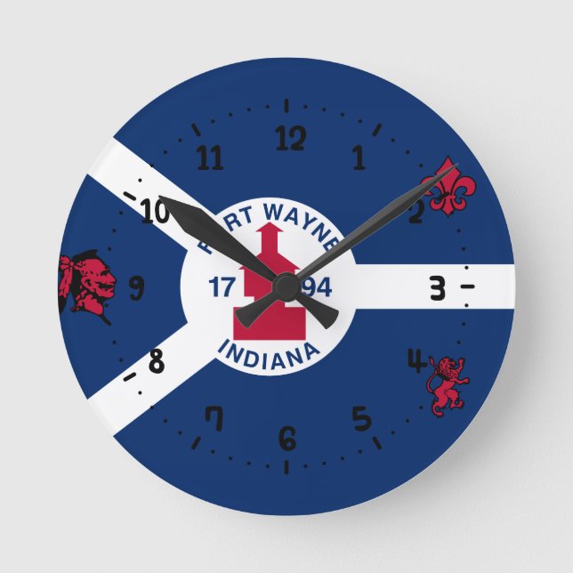 Flag Fort Wayne, Indiana Square Wall Clock (Front)