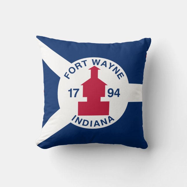 Flag Fort Wayne, Indiana Throw Pillow (Front)