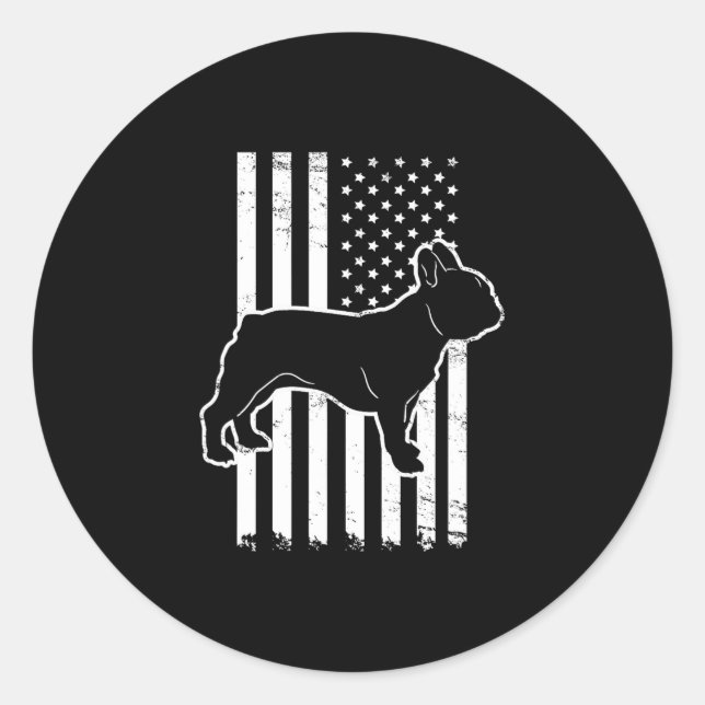 Flag French Bulldog  Classic Round Sticker (Front)