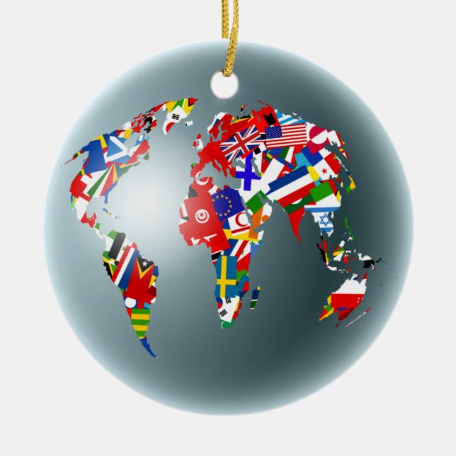 Flag Globe Ceramic Ornament (Front)