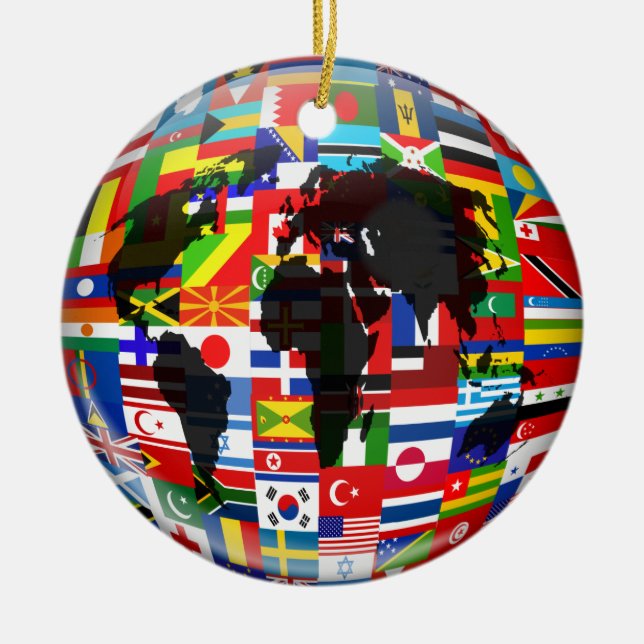 Flag Globe Ceramic Ornament (Front)