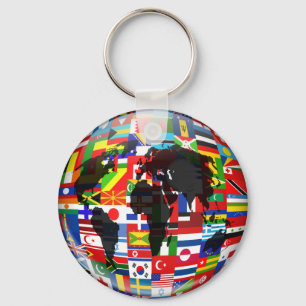 Flag Globe Keychain