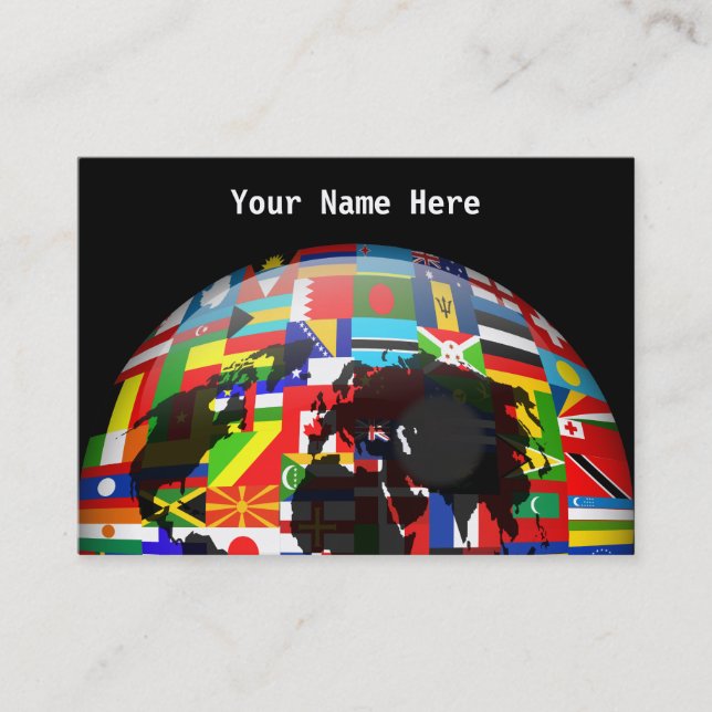 Flag Globe, Your Name Here Business Card (Front)