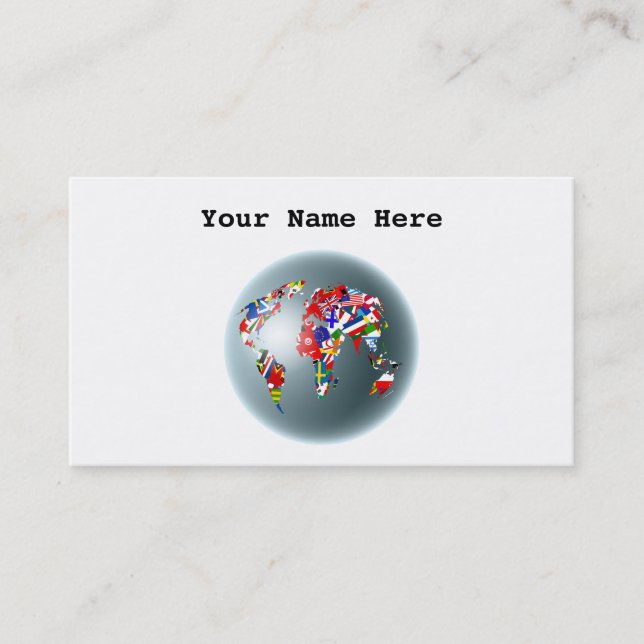 Flag Globe, Your Name Here Business Card (Front)