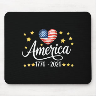 Flag heart 1776 2026 4th of july 250th birthday mouse pad
