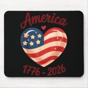 Flag Heart 1776 2026 July 4th 250th Birthday _3 Mouse Pad