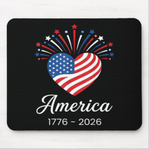 Flag Heart 1776 2026 July 4th 250th Birthday Mouse Pad