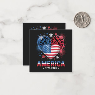 Flag Heart Leopard 1776 2026 July 4th Card