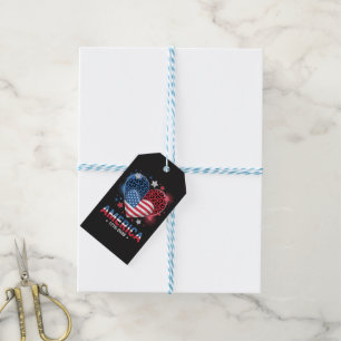 Flag Heart Leopard 1776 2026 July 4th Gift Tags