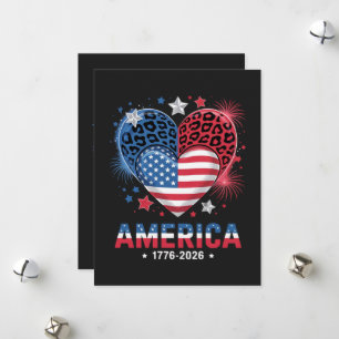 Flag Heart Leopard 1776 2026 July 4th Holiday Card