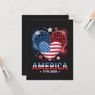 Flag Heart Leopard 1776 2026 July 4th  Invitation