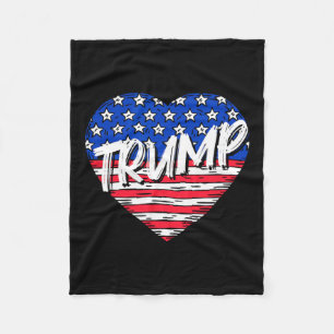 Flag Heart Love Trump  Fleece Blanket