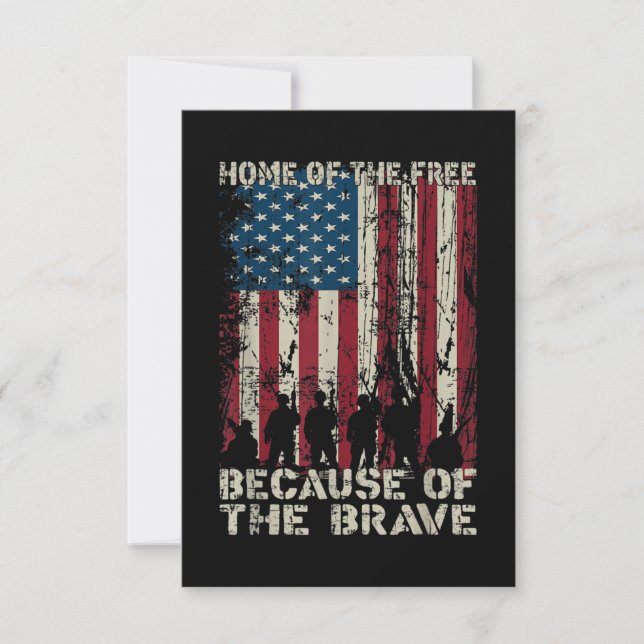 Flag Home Of The Free Because Of The Brave Veteran Card (Front)