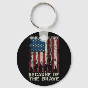 Flag Home Of The Free Because Of The Brave Veteran Keychain
