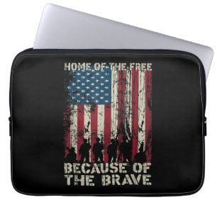 Flag Home Of The Free Because Of The Brave Veteran Laptop Sleeve