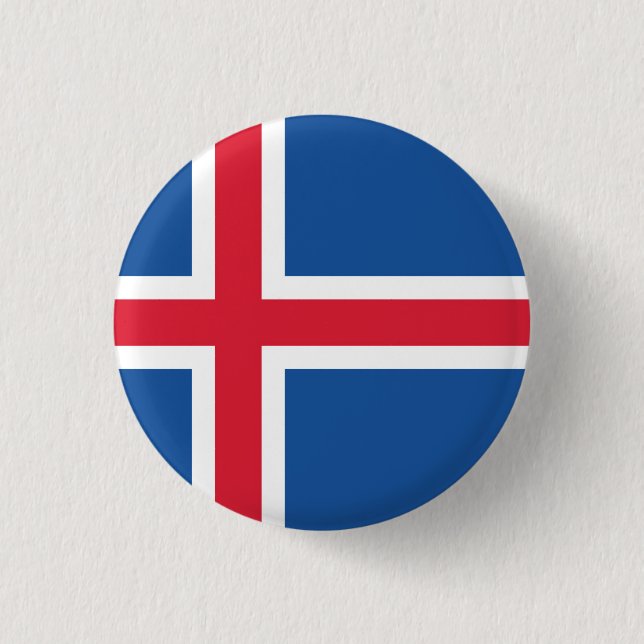 Flag Iceland 1 Inch Round Button (Front)