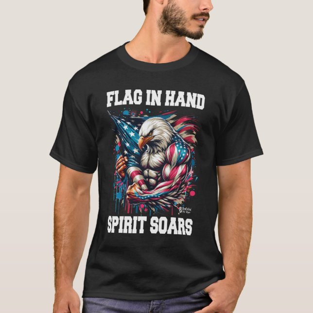 Flag In Hand Men Black T-Shirt (Front)