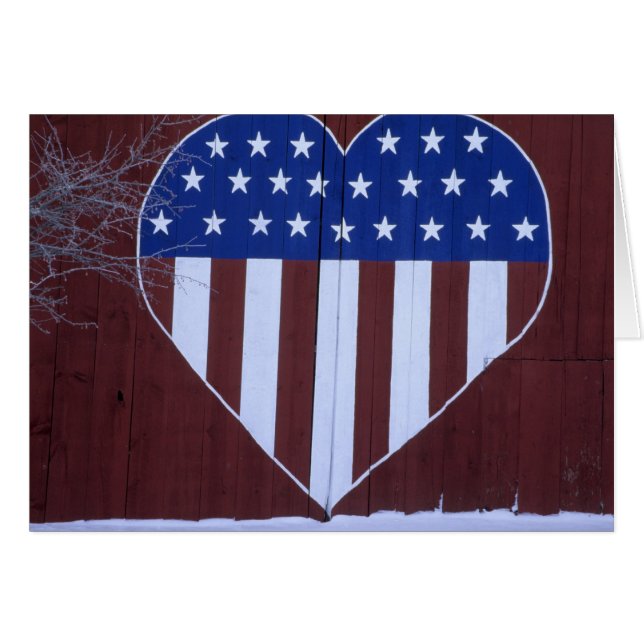 Flag in heart shape painted on barn after 9-11. (Front Horizontal)