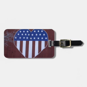 Flag in heart shape painted on barn after 9-11. luggage tag