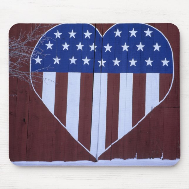 Flag in heart shape painted on barn after 9-11. mouse pad (Front)