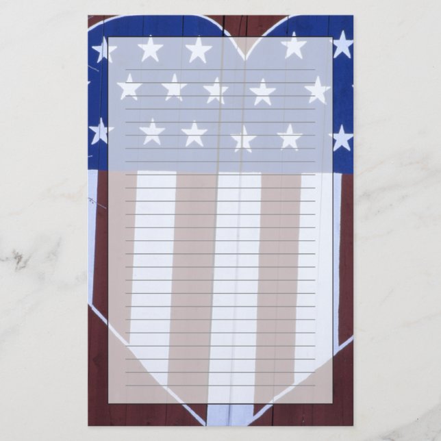 Flag in heart shape painted on barn after 9-11. stationery (Front)