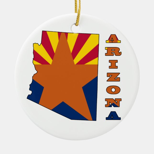 Flag in Map Arizona Ceramic Ornament (Front)