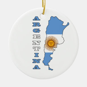Flag in Map of Argentina Ceramic Ornament
