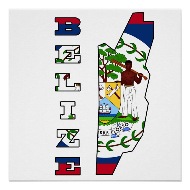 Flag in Map of Belize Poster (Front)
