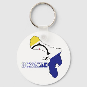 Flag in Map of Bonaire Keychain