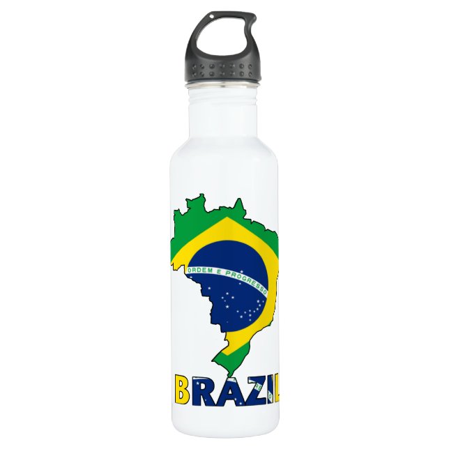 Flag in Map of Brazil 710 Ml Water Bottle (Front)