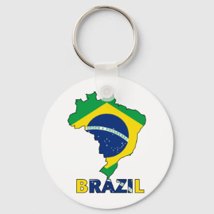 Flag in Map of Brazil Keychain