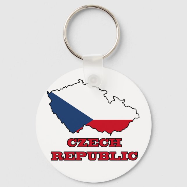 Flag in Map of Czech Republic Keychain (Front)