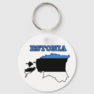Flag in Map of Estonia Keychain
