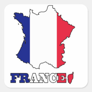 Flag in Map of France Square Sticker